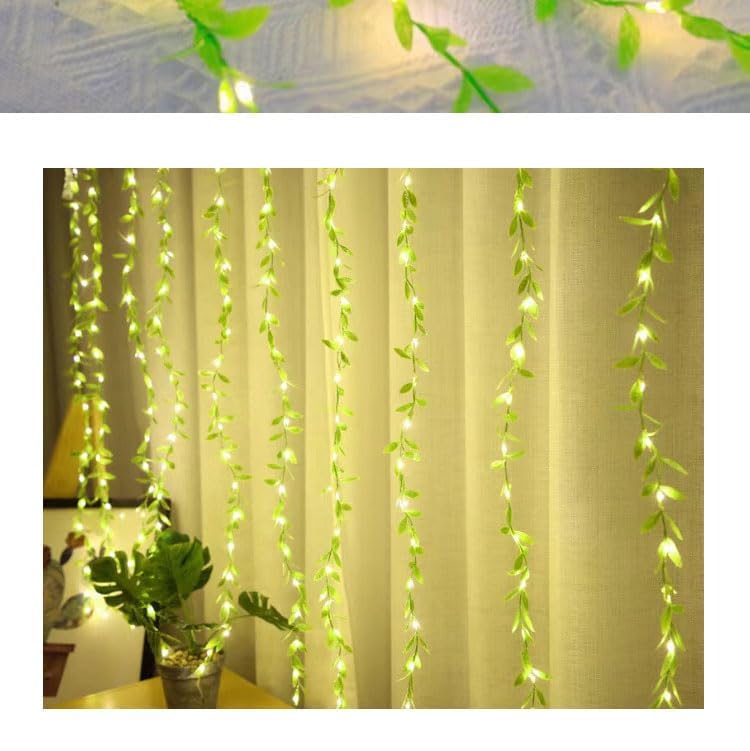 Artificial Leaf Curtain Lights LED Decorative Lights, 210 LED Warm White Fairy String Lights, 3x1m Remote Control with 5 Modes, Perfect Lights for Decoration Diwali, Birthday & Festive Decor