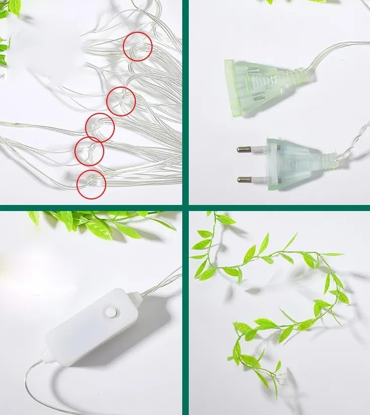 Artificial Leaf Curtain Lights LED Decorative Lights, 210 LED Warm White Fairy String Lights, 3x1m Remote Control with 5 Modes, Perfect Lights for Decoration Diwali, Birthday & Festive Decor