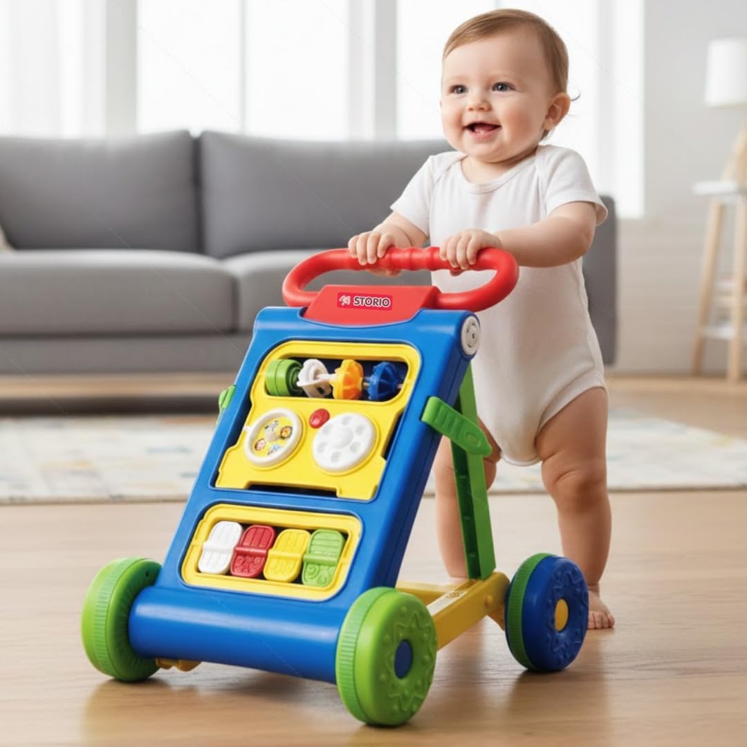 Storio Baby Activity Walker for 6–18 Months | Foldable Walker with Interactive Play Panel | Non-Toxic Plastic, Wide Base for Stability | Early Learning Baby...