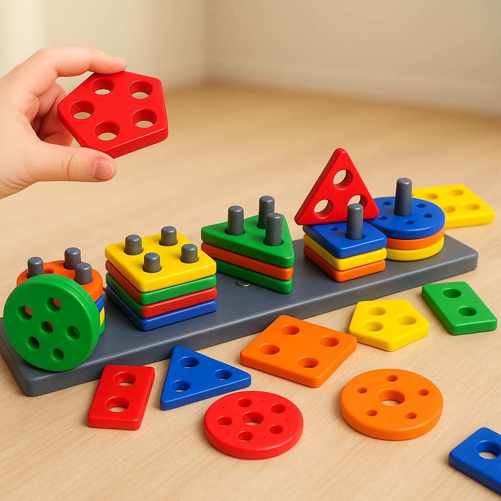 Geometric Angle Blocks for Kids | 26 Pcs Montessori Sorting & Stacking Educational Toy | Colorful Shape Sorter Puzzle 1-3 Years | Learning Activity Toy for Boys & Girls