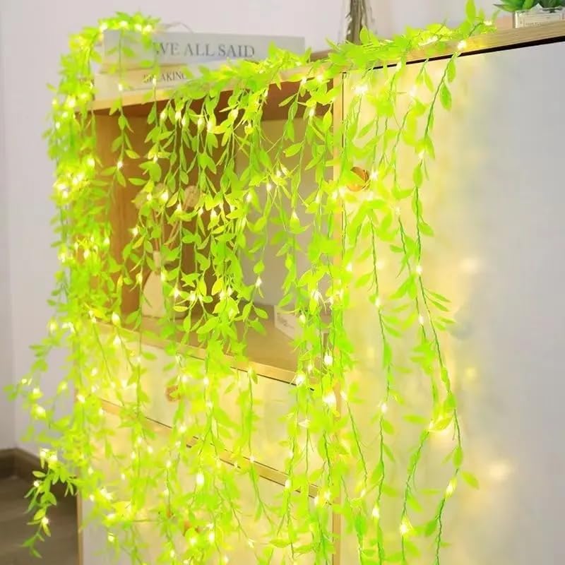 Artificial Leaf Curtain Lights LED Decorative Lights, 210 LED Warm White Fairy String Lights, 3x1m Remote Control with 5 Modes, Perfect Lights for Decoration Diwali, Birthday & Festive Decor