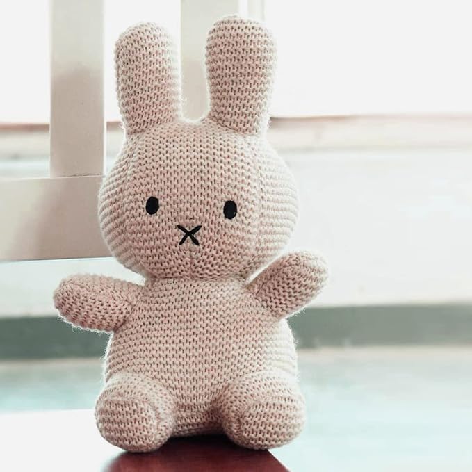 Pluchi Cotton Knitted Natural Rattle Bunny Soft Toy for Babies & Kids 19cm x 13cm