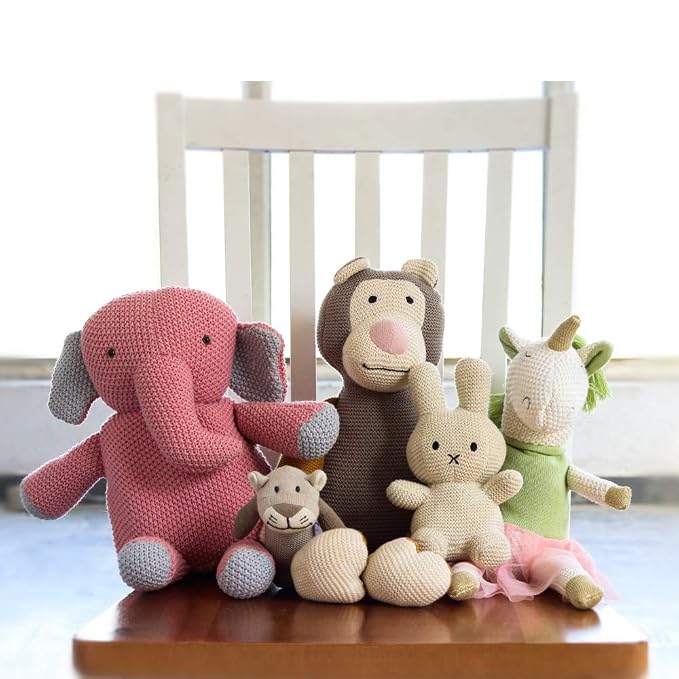 Pluchi Cotton Knitted Natural Rattle Bunny Soft Toy for Babies & Kids 19cm x 13cm