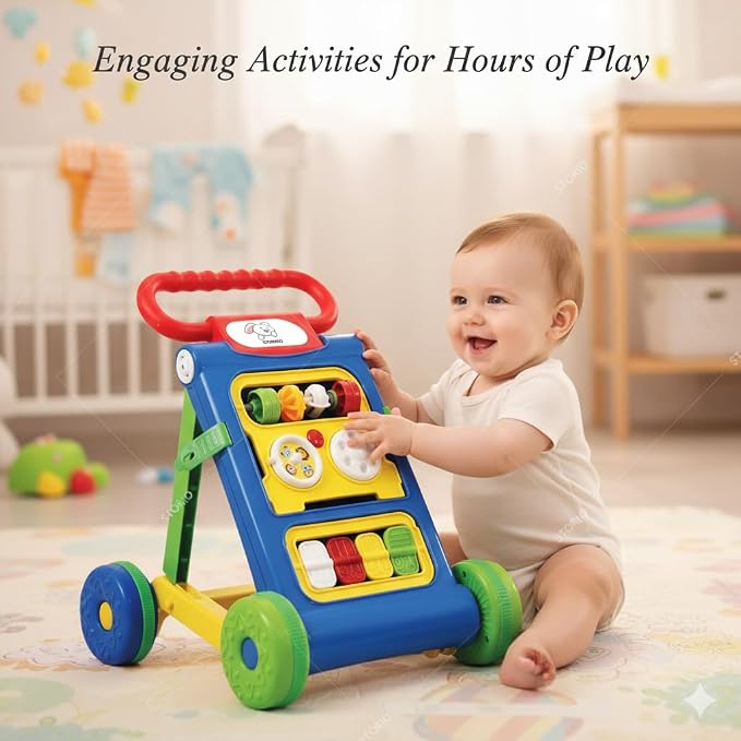 Storio Baby Activity Walker for 6–18 Months | Foldable Walker with Interactive Play Panel | Non-Toxic Plastic, Wide Base for Stability | Early Learning Baby...