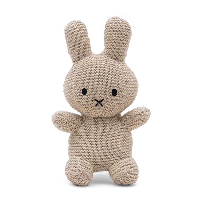 Pluchi Cotton Knitted Natural Rattle Bunny Soft Toy for Babies & Kids 19cm x 13cm