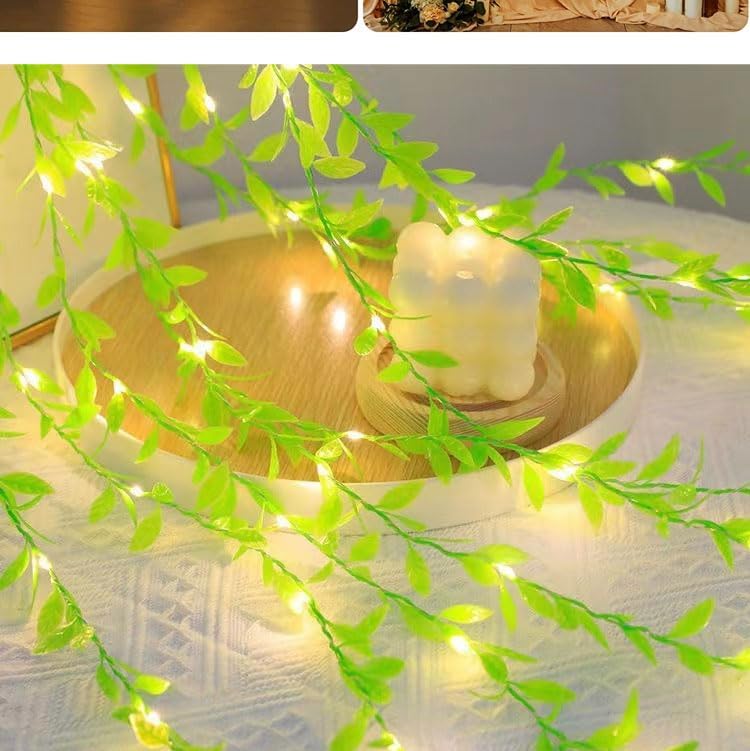 Artificial Leaf Curtain Lights LED Decorative Lights, 210 LED Warm White Fairy String Lights, 3x1m Remote Control with 5 Modes, Perfect Lights for Decoration Diwali, Birthday & Festive Decor