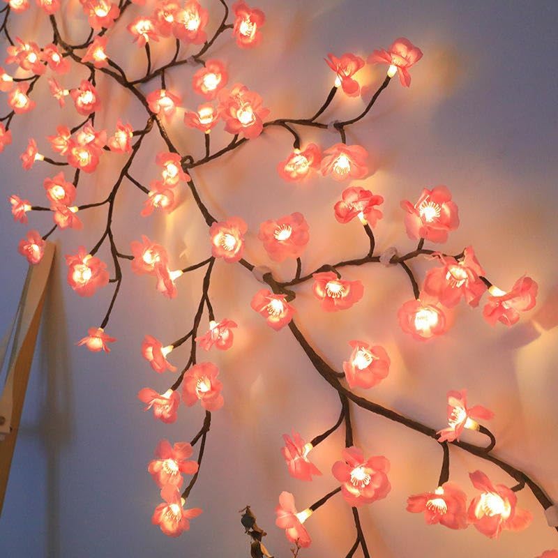 LED Tree Branch Lights for Wall, Cherry Blossom Willow Vine Twig Decor Garland with 72 LED Lights and Remote,8 Lighting Modes,Christmas Decorations Indoor for Home Wall Door Window