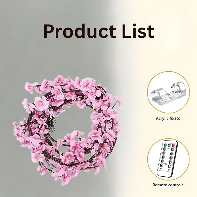 LED Tree Branch Lights for Wall, Cherry Blossom Willow Vine Twig Decor Garland with 72 LED Lights and Remote,8 Lighting Modes,Christmas Decorations Indoor for Home Wall Door Window