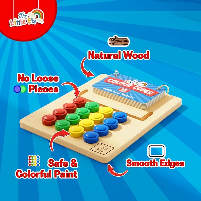 Color Sorting & Matching Colour Coder Toy for Kids 3+ Years, Montessori Educational Learning Game with 15 Challenge Cards, Color Recognition & Brain Activity Toy, Birthday Gift for Boys & Girls