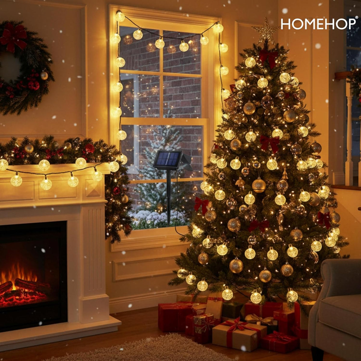 Homehop Solar Light Outdoor Home Garden 30 LED Crystal Ball Decorative Lamp