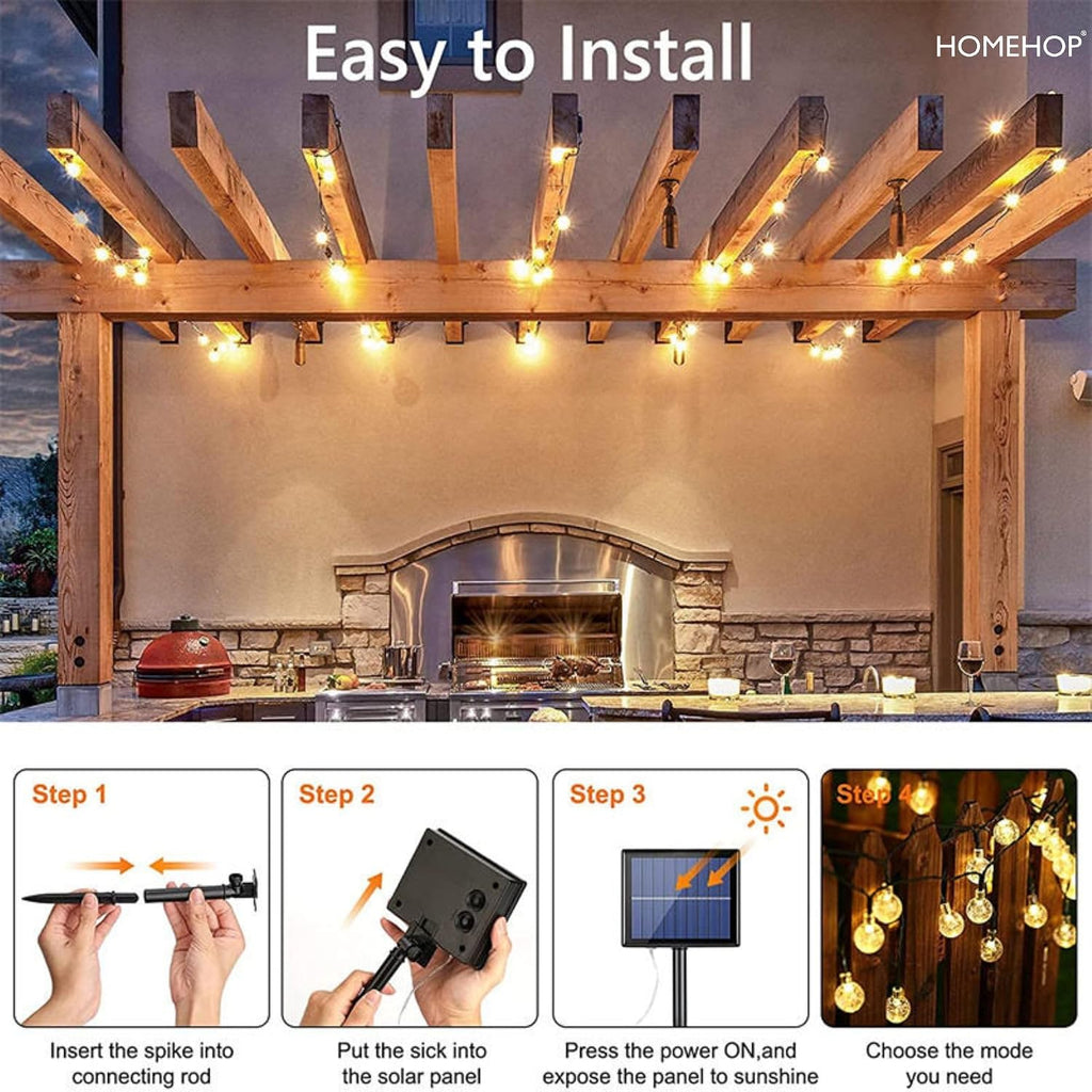 Homehop Solar Light Outdoor Home Garden 30 LED Crystal Ball Decorative Lamp