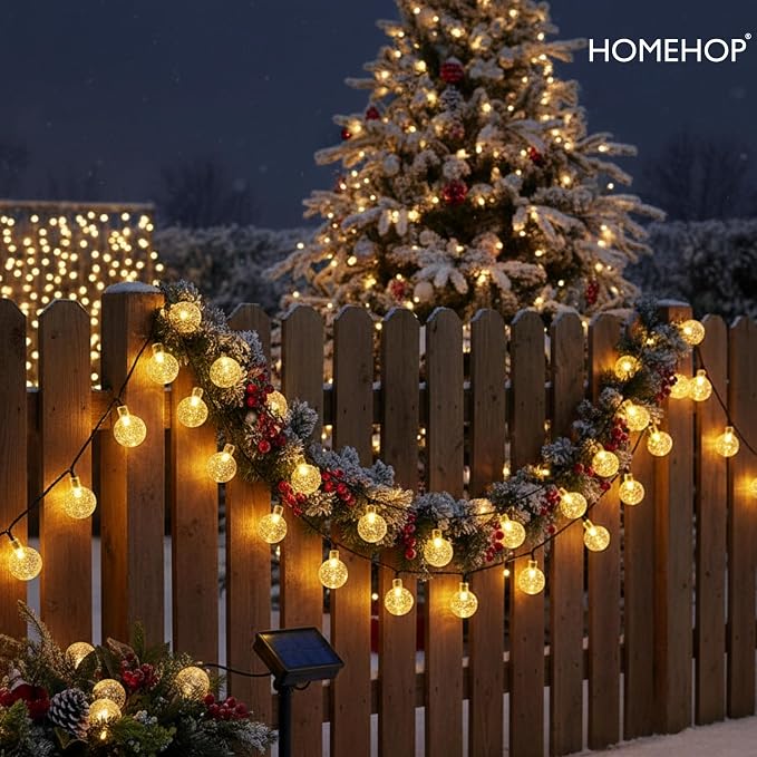 Homehop Solar Light Outdoor Home Garden 30 LED Crystal Ball Decorative Lamp
