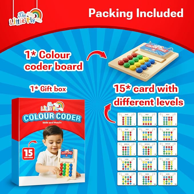 Color Sorting & Matching Colour Coder Toy for Kids 3+ Years, Montessori Educational Learning Game with 15 Challenge Cards, Color Recognition & Brain Activity Toy, Birthday Gift for Boys & Girls